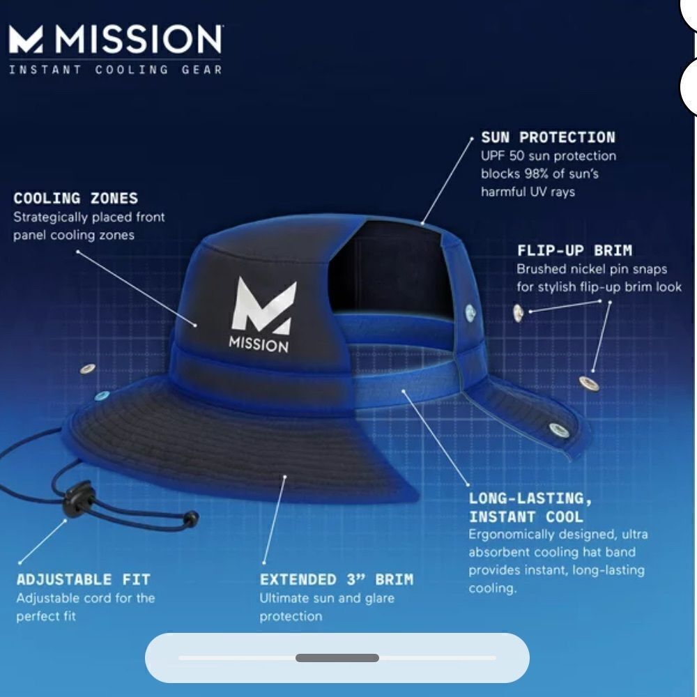 MISSION OS Unisex Blue Tropical UPF 50 Hydroactive Cooling Anywhere Boonie Hat - Picture 14 of 16